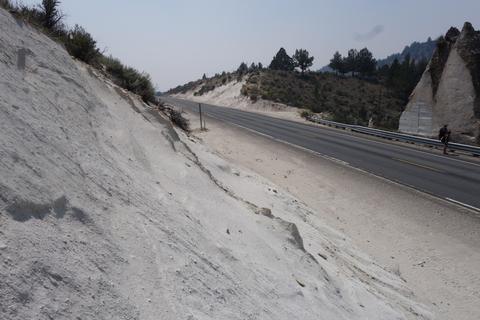 Road cut through sandstone